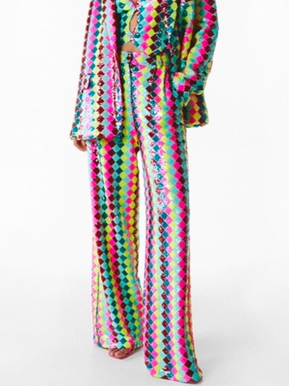 NWT Nasty Gal Multicolor Sequin Pants US 8